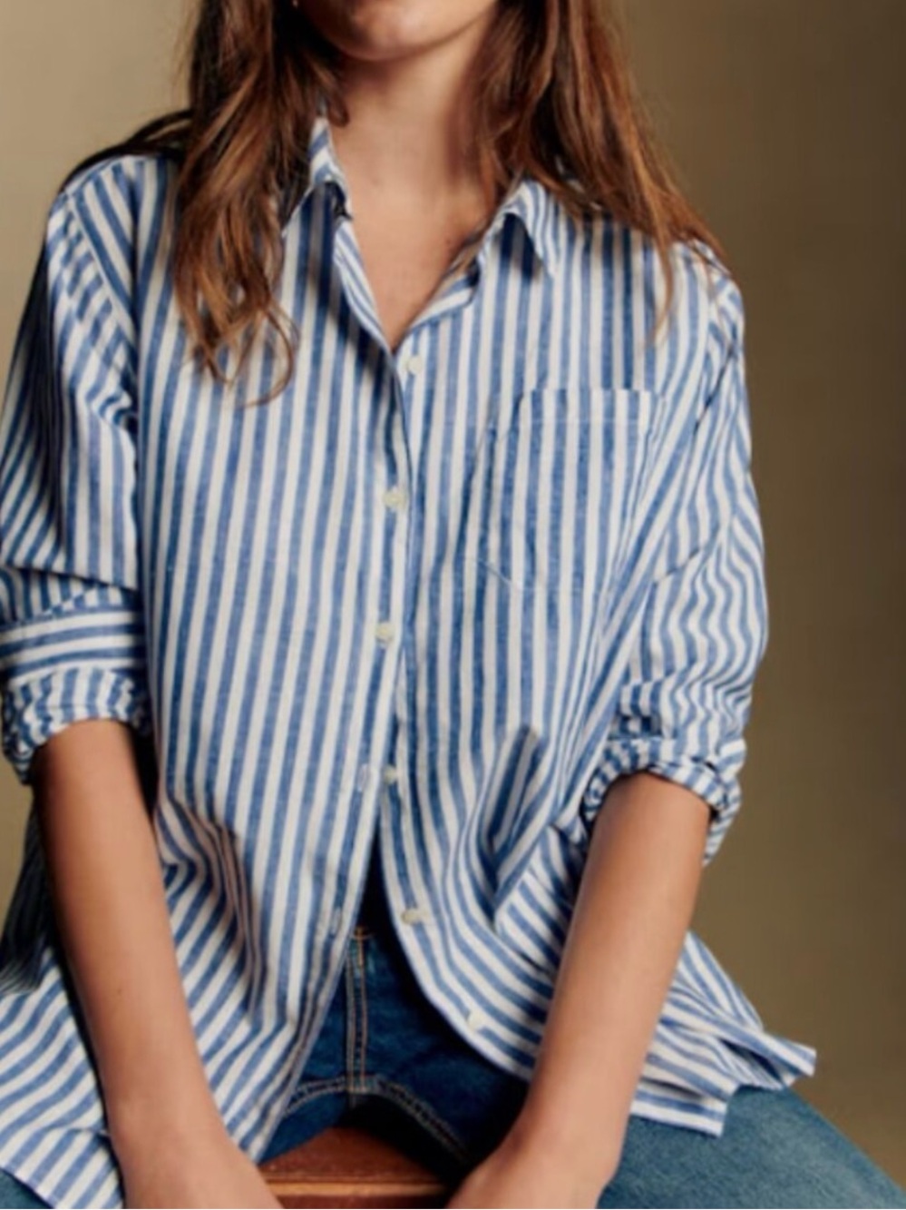 Sezane Max Striped Button-Up Shirt